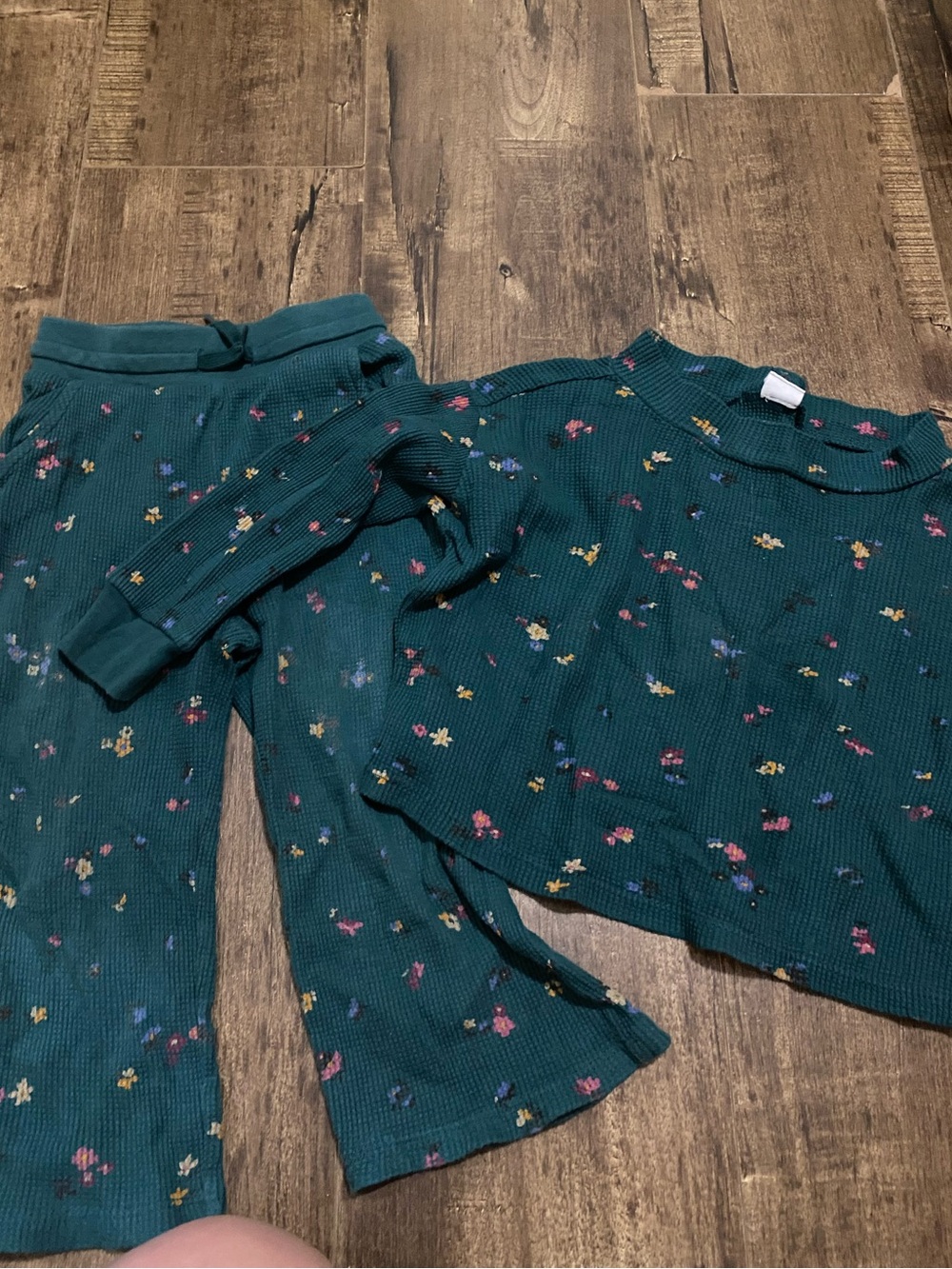 Kids Floral Thermal Set - Teal Green